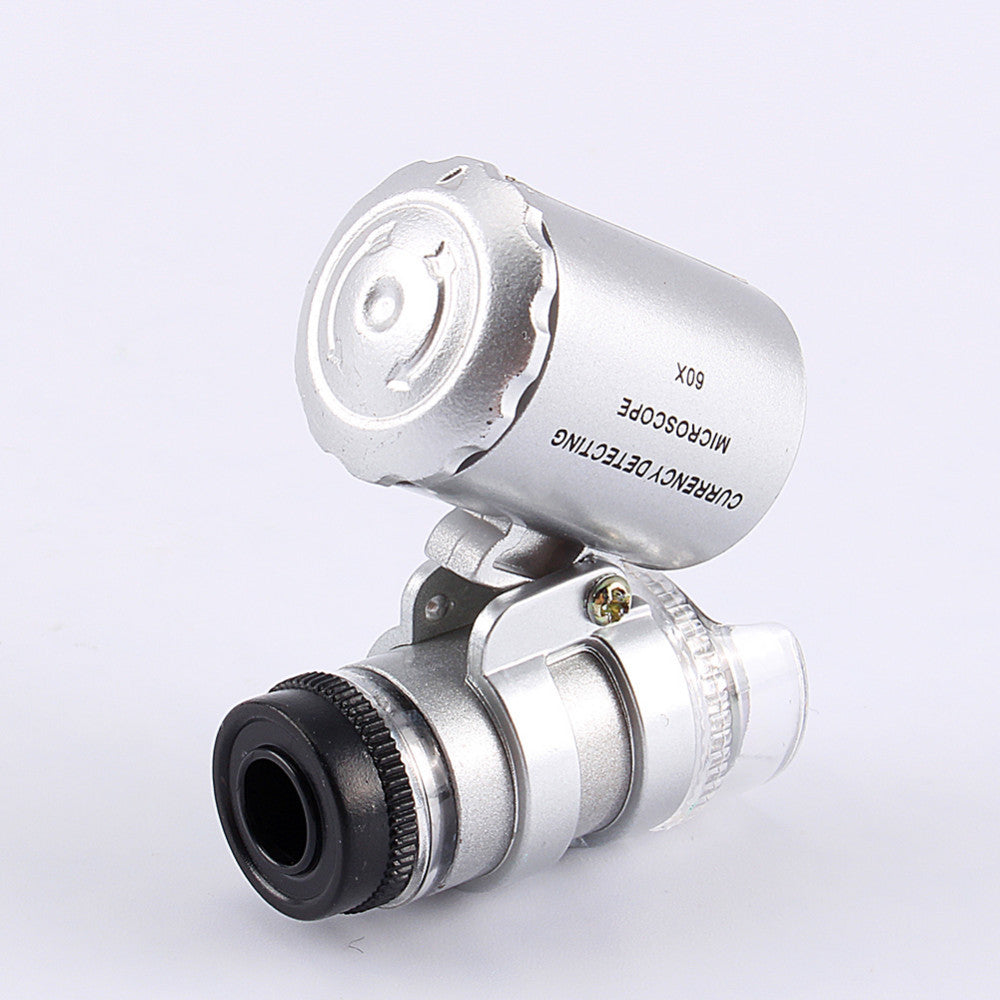 Latest Fancy 60x Handheld Mini Pocket Microscope Loupe Jeweler Magnifier With LED Light 92TV Currency Dectector Ferramentas