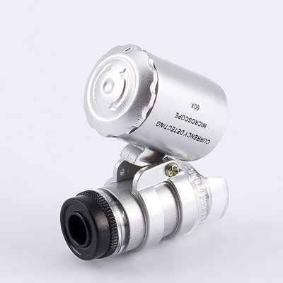 Latest Fancy 60x Handheld Mini Pocket Microscope Loupe Jeweler Magnifier With LED Light 92TV Currency Dectector Ferramentas