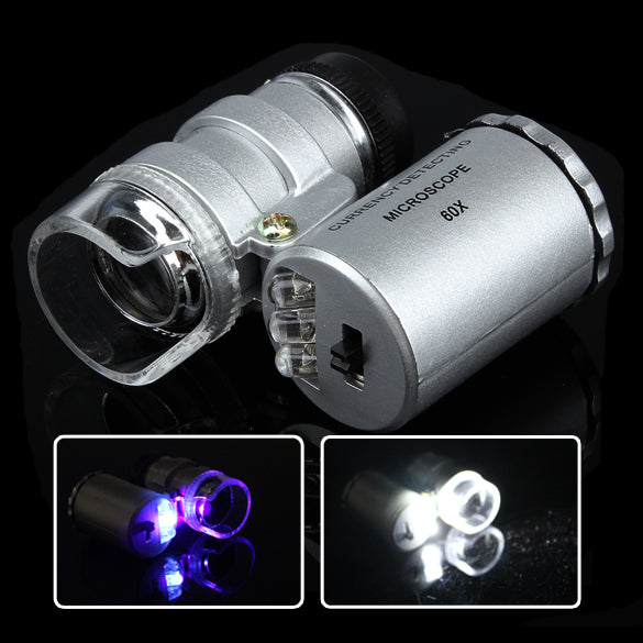 Portable Mini 60x Magnification Pocket Microscope Jewelry  Magnifier Glass Loupe --M25