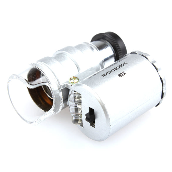 Portable Mini 60x Magnification Pocket Microscope Jewelry  Magnifier Glass Loupe --M25