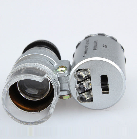 Portable Mini 60x Magnification Pocket Microscope Jewelry  Magnifier Glass Loupe --M25