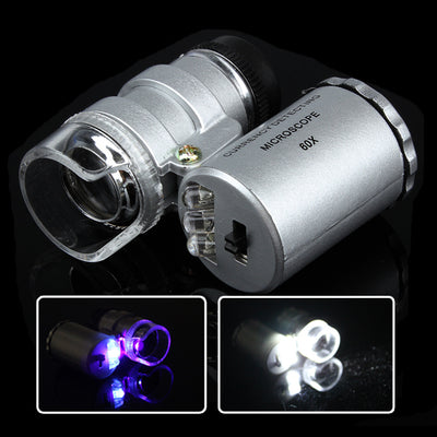 Portable Mini 60x Magnification Pocket Microscope Jewelry  Magnifier Glass Loupe --M25