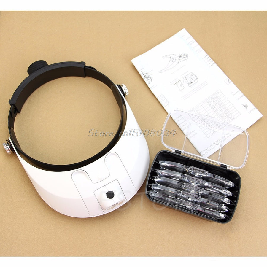 Headband LED Lamp Light Illuminating Magnifier Magnifying Glass Loupe Headlamp S08 Drop ship