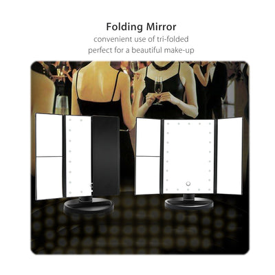 3 Folding Touch Screen Makeup Led Light Mirror Vanity Mirror With Led Light 1X/2X/3X Table Desktop Magnifying Mirror For Make Up