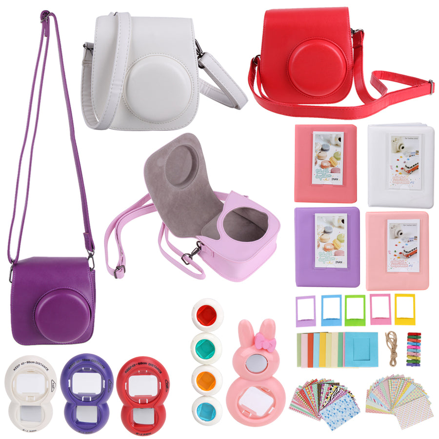 7 in 1 Instant Film Camera Accessories Bundles for Fujifilm Instax Mini 8 (Case/Album/Sticker/Frames/Color Lens/Filters/Strap)