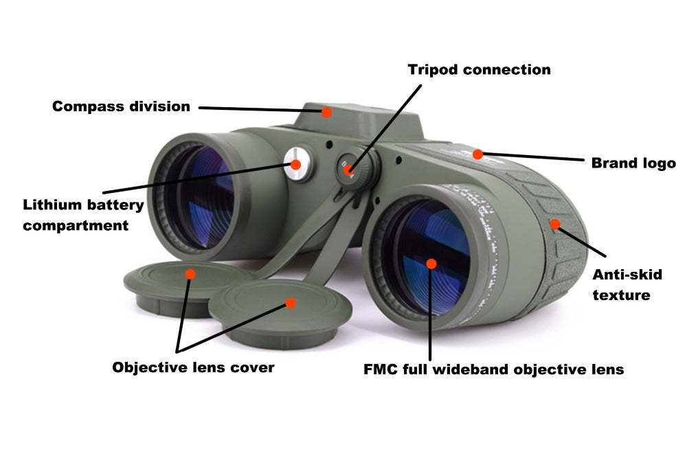 Binocular Military 10x50 professional Marine binoculars Waterproof Digital Compass telescope high power lll vision