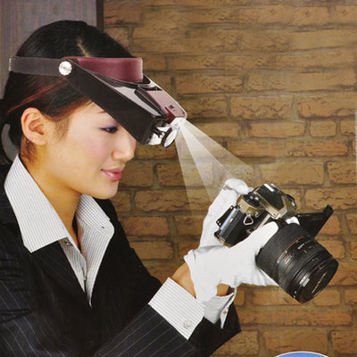 (Ship from RU)10X Headband Magnifying Glass Eye Repair Magnifier LED Light 1.0/1.5/3.5/10X 4PC Glasses Loupe Optical Lens
