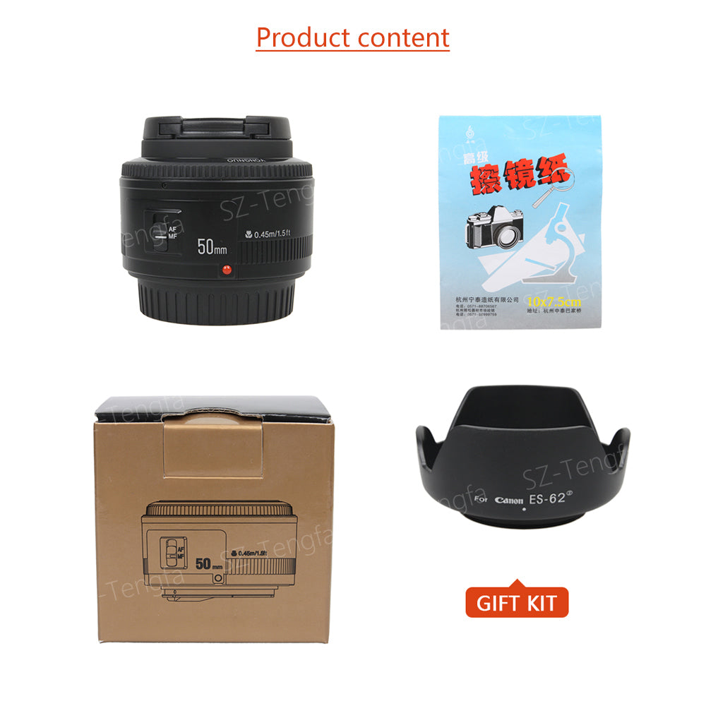 YONGNUO YN 50mm Lens fixed focus lens EF 50mm F/1.8 AF/MF lense Large Aperture Auto Focus Lens For Canon DSLR Camera