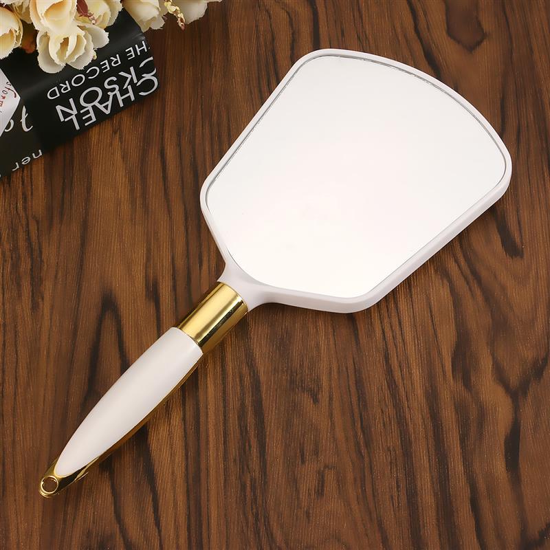 1pcs Cute Pink White Plastic Vintage Hand mirrors Makeup Vanity Mirror Rectangle Hand Hold Cosmetic Mirror With Handle For Gifts