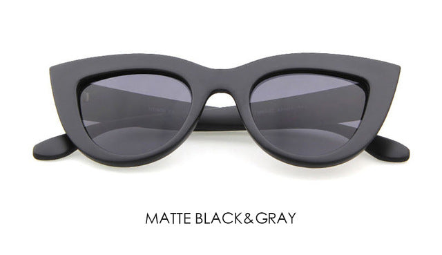 TSHING RAY Retro Thick Frame Cat Eye Sunglasses Women Ladies Fashion Brand Designer Mirror Lens Cateye Sun Glasses For Female