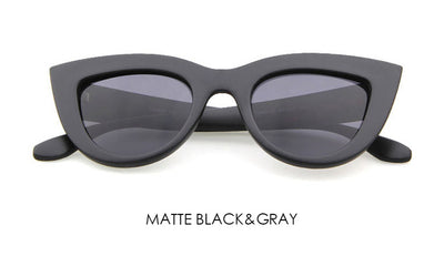 TSHING RAY Retro Thick Frame Cat Eye Sunglasses Women Ladies Fashion Brand Designer Mirror Lens Cateye Sun Glasses For Female
