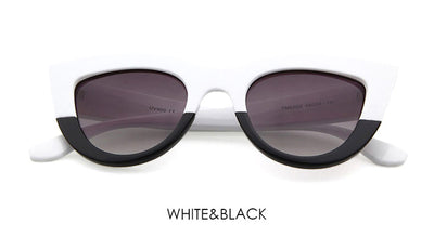 TSHING RAY Retro Thick Frame Cat Eye Sunglasses Women Ladies Fashion Brand Designer Mirror Lens Cateye Sun Glasses For Female