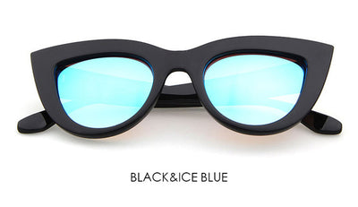 TSHING RAY Retro Thick Frame Cat Eye Sunglasses Women Ladies Fashion Brand Designer Mirror Lens Cateye Sun Glasses For Female