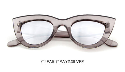 TSHING RAY Retro Thick Frame Cat Eye Sunglasses Women Ladies Fashion Brand Designer Mirror Lens Cateye Sun Glasses For Female