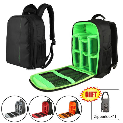 Camera Waterproof  Digital DSLR Photo Video Bag Case Padded Backpack + Mini Lock for Nikon Canon Camera Flashlight & Accessories