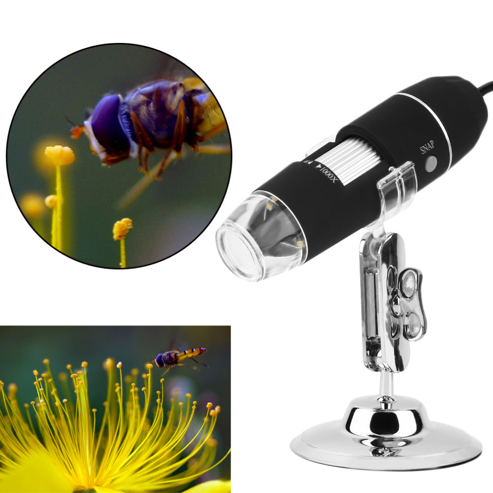 100% Brand New Mega Pixels 8 LED 1000X USB Digital Microscope Endoscope Magnifier Video Camera Stand Z P4PM Free Shipping