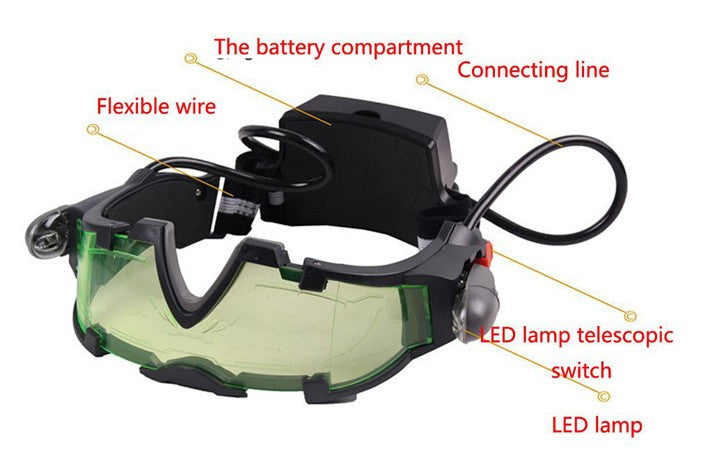 Cool Green Night Vision Goggles Adjustable Sunglasses Elastic Band Glasses for Night Activities