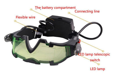 Cool Green Night Vision Goggles Adjustable Sunglasses Elastic Band Glasses for Night Activities