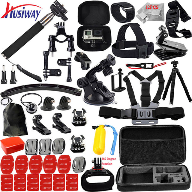 Husiway for Gopro accessories set for go pro hero 5 4 3 2 kit mount for SJ5000 Eken / SOOCOO / xiaomi yi 4k camera tripod 13M