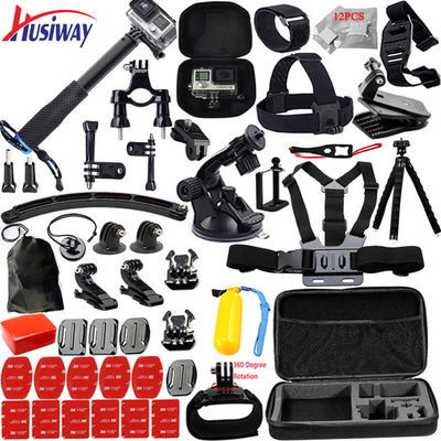 Husiway for Gopro accessories set for go pro hero 5 4 3 2 kit mount for SJ5000 Eken / SOOCOO / xiaomi yi 4k camera tripod 13M