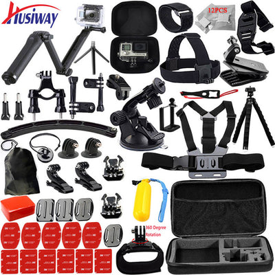 Husiway for Gopro accessories set for go pro hero 5 4 3 2 kit mount for SJ5000 Eken / SOOCOO / xiaomi yi 4k camera tripod 13M