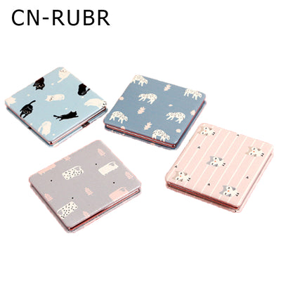 CN-RUBR Ultra-thin Makeup Mirror Portable Double-sided PU Leather Stainless Steel Pocket Mirror Compact Protective Mirror Gifts