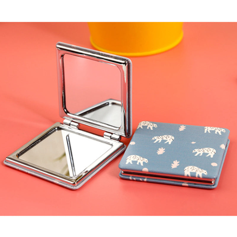 CN-RUBR Ultra-thin Makeup Mirror Portable Double-sided PU Leather Stainless Steel Pocket Mirror Compact Protective Mirror Gifts