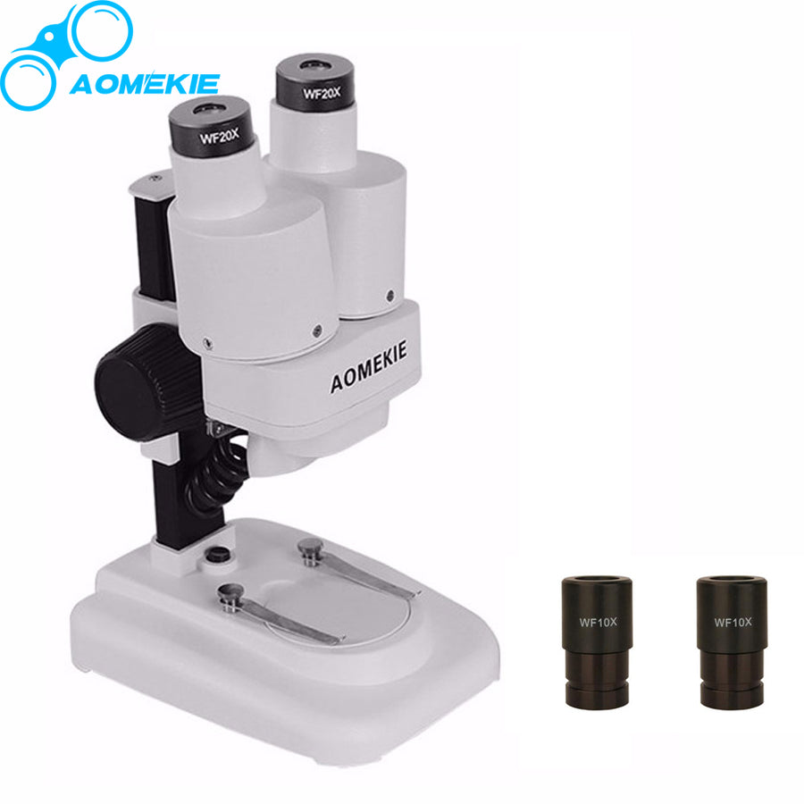 AOMEKIE Binocular Stereo Microscope 20X/40X Top LED Illumination PCB Solder Tool Mobil Phone Repair Stamps Mineral Watching Gift