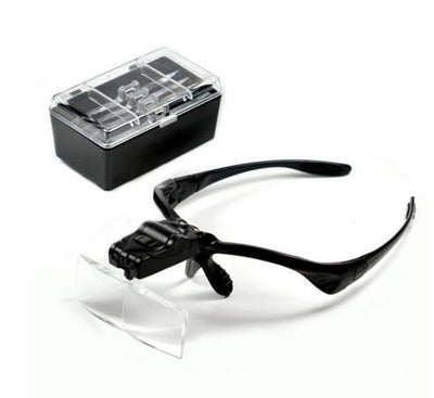 Headband Magnifying Glass Eye Repair Magnifier 2 LED Light 1.0/1.5/2.0/2.5/3.5X 5PC Glasses Loupe Optical Lens Free Shipping