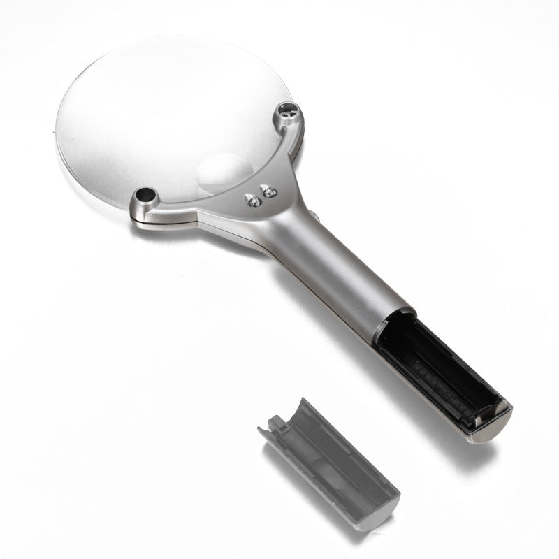 FGHGF 3x 6x 130mm Handheld Portable Illumination Hand Magnifier Magnifying Glass Loupe Tool With 2 LED Lights Lamp