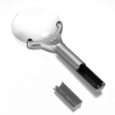 FGHGF 3x 6x 130mm Handheld Portable Illumination Hand Magnifier Magnifying Glass Loupe Tool With 2 LED Lights Lamp