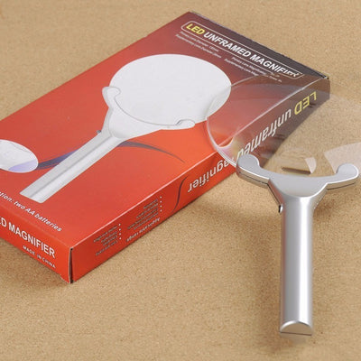 FGHGF 3x 6x 130mm Handheld Portable Illumination Hand Magnifier Magnifying Glass Loupe Tool With 2 LED Lights Lamp