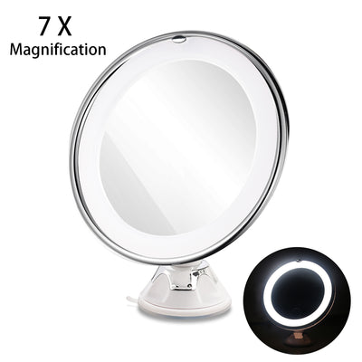 RUIMIO 7X Magnifying MIrrors Cosmetic Makeup Mirror With Power Locking Suction Cup Bright Diffused Light 360 Degree Rotating