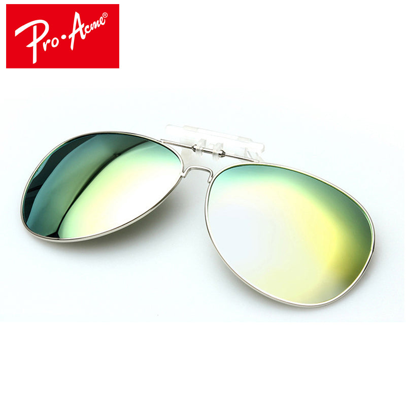 Pro Acme Polarized Clip On Sunglasses Men Driving Day & Night Vision Lens Mirror Coating Aviation Sun Glasses For Women CC0131