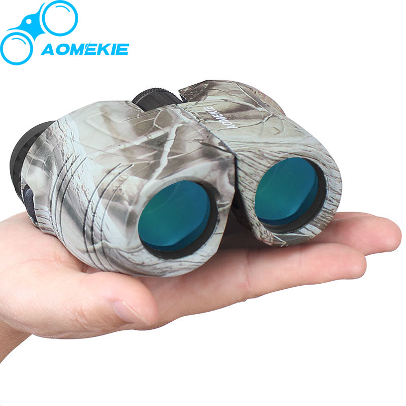 AOMEKIE 12X25 Binoculars High Power Optical Glass Bak4 Prism Multi-coated Lens Hunting Birdwatching Telescope Compact Camo/Black