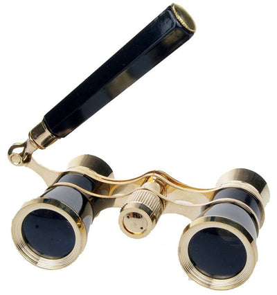 Opera Theater Glasses 3x25 Brass Coated Lens Binocular Telescope White/Red/Black Color with Handle Glasses