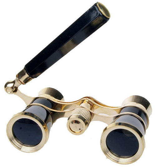 Opera Theater Glasses 3x25 Brass Coated Lens Binocular Telescope White/Red/Black Color with Handle Glasses
