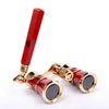 Opera Theater Glasses 3x25 Brass Coated Lens Binocular Telescope White/Red/Black Color with Handle Glasses