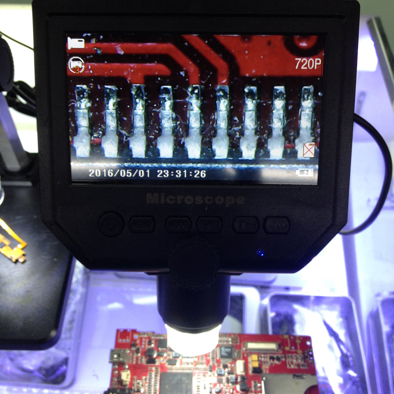 1-600x 3.6MP USB Digital Electronic Microscope Portable 8 LED VGA Microscope With 4.3" HD OLED Screen For Pcb Motherboard Repair