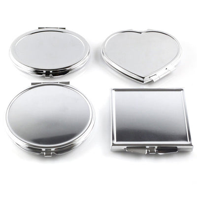 CN-RUBR Various Shapes Portable Folding Mirror Mini Compact Stainless Steel Metal Makeup Cosmetic Pocket Mirror For Makeup Tools