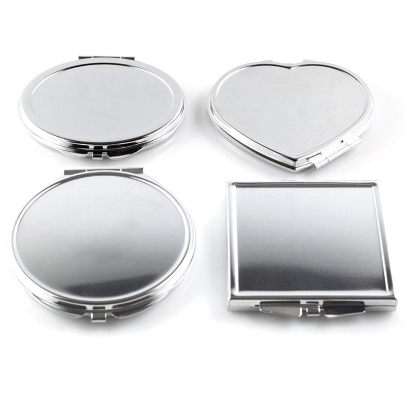 CN-RUBR Various Shapes Portable Folding Mirror Mini Compact Stainless Steel Metal Makeup Cosmetic Pocket Mirror For Makeup Tools
