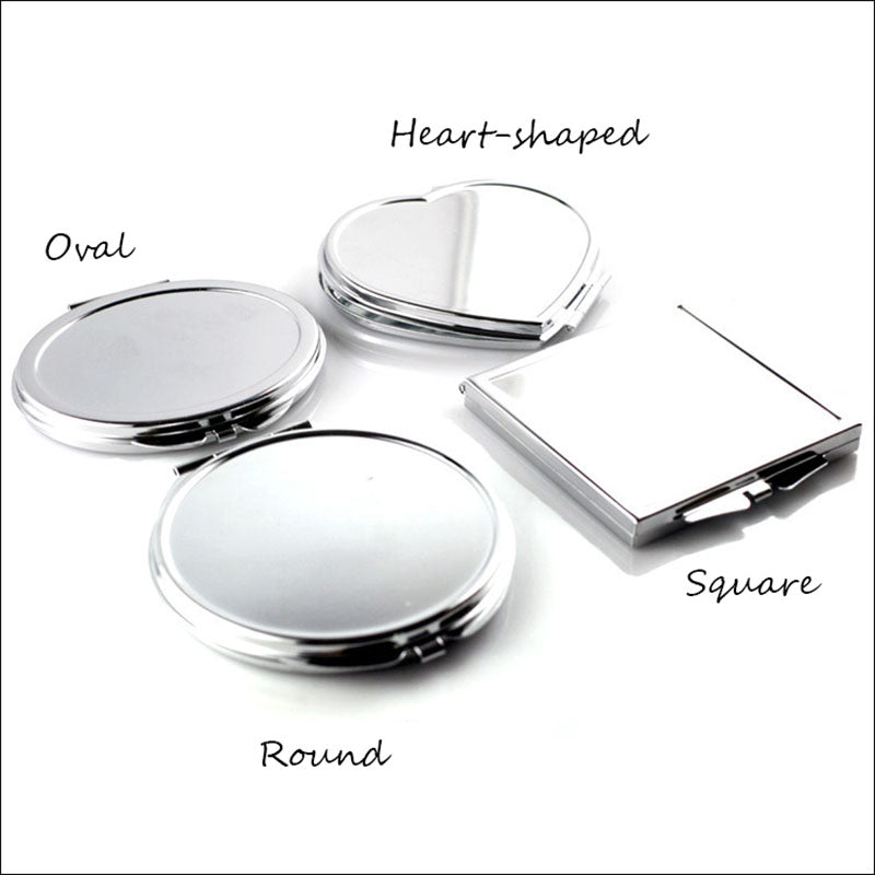 CN-RUBR Various Shapes Portable Folding Mirror Mini Compact Stainless Steel Metal Makeup Cosmetic Pocket Mirror For Makeup Tools