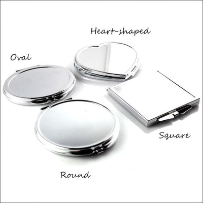 CN-RUBR Various Shapes Portable Folding Mirror Mini Compact Stainless Steel Metal Makeup Cosmetic Pocket Mirror For Makeup Tools