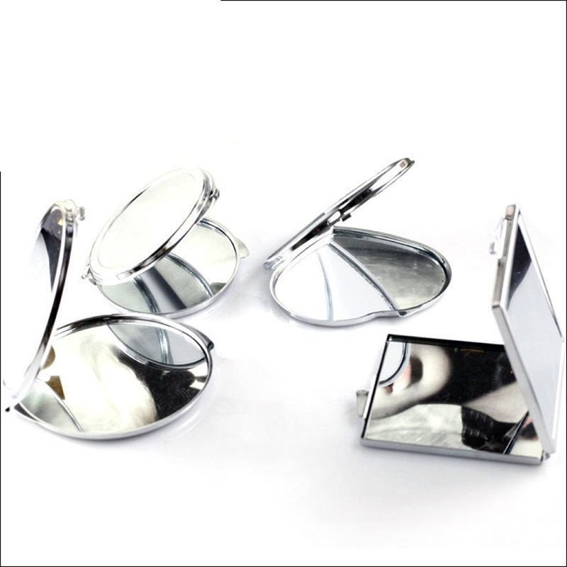 CN-RUBR Various Shapes Portable Folding Mirror Mini Compact Stainless Steel Metal Makeup Cosmetic Pocket Mirror For Makeup Tools