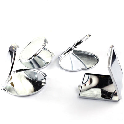 CN-RUBR Various Shapes Portable Folding Mirror Mini Compact Stainless Steel Metal Makeup Cosmetic Pocket Mirror For Makeup Tools