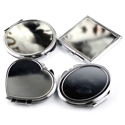 CN-RUBR Various Shapes Portable Folding Mirror Mini Compact Stainless Steel Metal Makeup Cosmetic Pocket Mirror For Makeup Tools