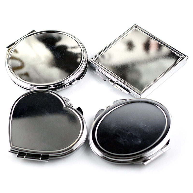 CN-RUBR Various Shapes Portable Folding Mirror Mini Compact Stainless Steel Metal Makeup Cosmetic Pocket Mirror For Makeup Tools