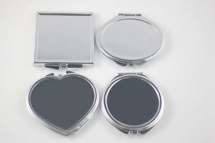 CN-RUBR Various Shapes Portable Folding Mirror Mini Compact Stainless Steel Metal Makeup Cosmetic Pocket Mirror For Makeup Tools