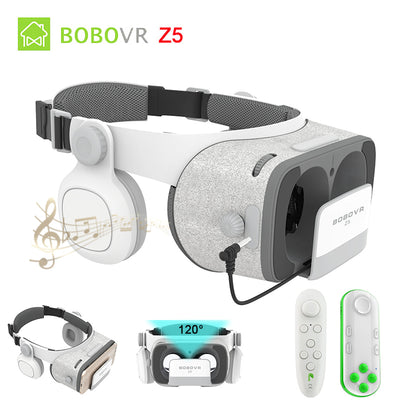 BOBOVR Z4 Update BOBO VR Z5 120 FOV 3D Cardboard Helmet Virtual Reality Glasses Headset Stereo Box for 4.7-6.2' Mobile Phone