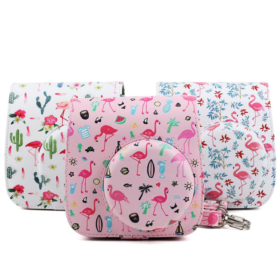Newly Flamingo Case PU Pouch Camera Bags With Strap Protector Cover For Fujifilm Instax Mini 8/8+/9